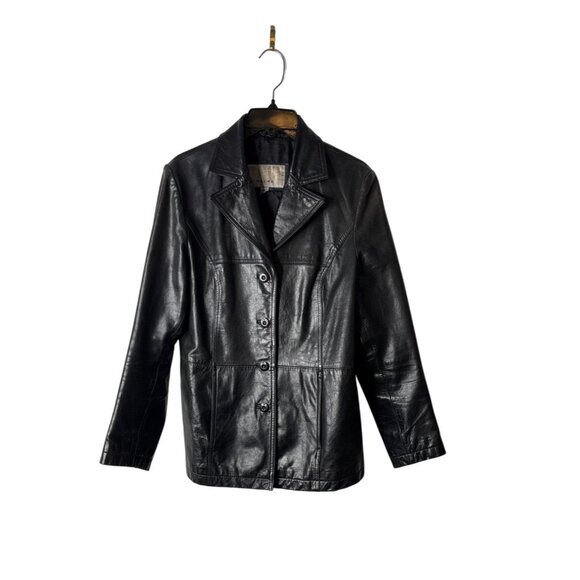 Vintage Wilsons Leather Maxima Women's Black Leather Coat Size L - Picture 1 of 9